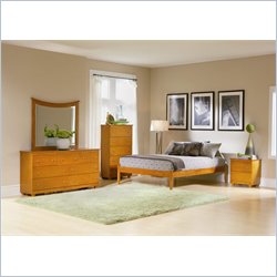 Atlantic Furniture Concord Wood Platform Bed with Open Footrail 5 Piece Bedroom Set