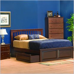 Atlantic Furniture Brooklyn Wood Platform Bed with Raised Panel Footboard 2 Piece Bedroom Set