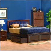 Atlantic Furniture Brooklyn Wood Platform Bed with Raised Panel Footboard 2 Piece Bedroom Set