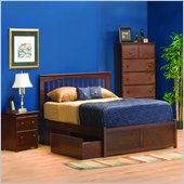 Atlantic Furniture Brooklyn Wood Platform Bed with Flat Panel Footboard 2 Piece Bedroom Set