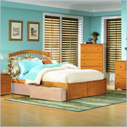 Atlantic Furniture Windsor Platform Bed with Flat Panel Footboard 5 Piece Bedroom Set