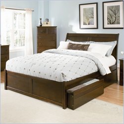 Atlantic Furniture Bordeaux Wood Platform Bed with Flat Panel Footboard 5 Piece Bedroom Set