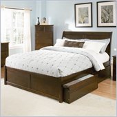 Atlantic Furniture Bordeaux Wood Platform Bed with Flat Panel Footboard 5 Piece Bedroom Set