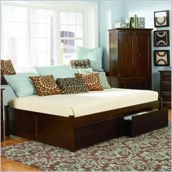 Atlantic Furniture Concord Platform Bed with Flat Panel Footboard and Storage Drawer Set