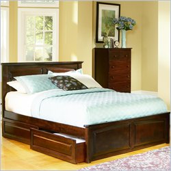 Atlantic Furniture Monterey Platform Bed with Raised Panel Footboard and Storage Drawer Set