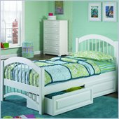 Atlantic Furniture Windsor Twin Platform Bed with Double Arch Footboard and Storage Drawer Set
