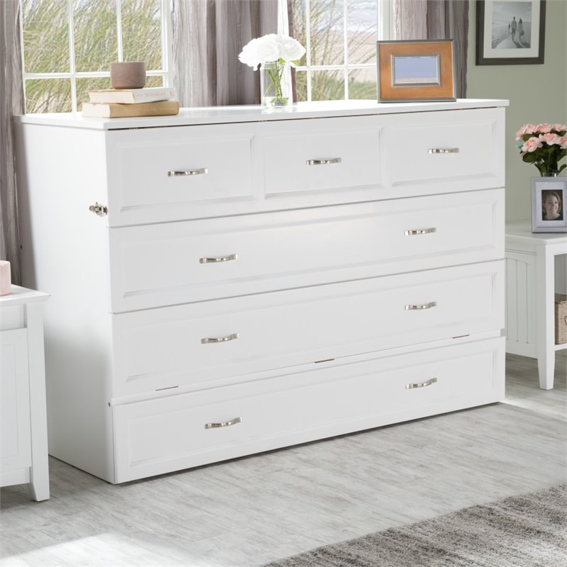 AFI Deerfield Queen Murphy Bed Chest in White