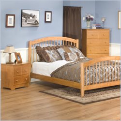 Atlantic Furniture Windsor Wood Platform Bed with Matching Footboard 4 Piece Bedroom Set