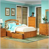 Atlantic Furniture Windsor Wood Platform Bed with Flat Panel Footboard 3 Piece Bedroom Set