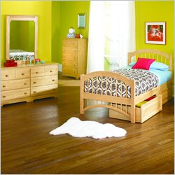 Atlantic Furniture Windsor Twin Wood Platform Bed with Double Arch Footboard 4 Piece Bedroom Set