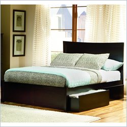 Atlantic Furniture Miami Wood Platform Bed with Flat Panel Footboard 4 Piece Bedroom Set