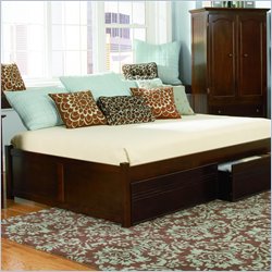 Atlantic Furniture Concord Wood Platform Bed with Flat Panel Footboard 4 Piece Bedroom Set