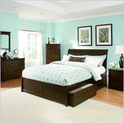 Atlantic Furniture Bordeaux Wood Platform Bed with Flat Panel Footboard 3 Piece Bedroom Set Best Price