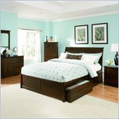 Atlantic Furniture Bordeaux Wood Platform Bed with Flat Panel Footboard 3 Piece Bedroom Set