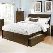 Atlantic Furniture Bordeaux Wood Platform Bed with Flat Panel Footboard 4 Piece Bedroom Set