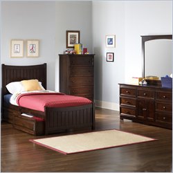 Atlantic Furniture Manhattan Wood Platform Bed with Matching Footboard 4 Piece Bedroom Set