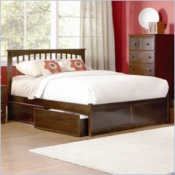 Atlantic Furniture Brooklyn Wood Platform Bed with Flat Panel Footboard 3 Piece Bedroom Set