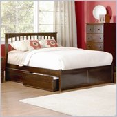 Atlantic Furniture Brooklyn Wood Platform Bed with Flat Panel Footboard 3 Piece Bedroom Set