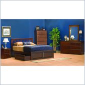 Atlantic Furniture Brooklyn Wood Platform Bed with Flat Panel Footboard 4 Piece Bedroom Set