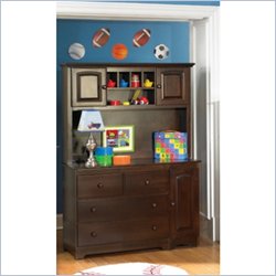 Atlantic Furniture Windsor Changing Table and Hutch in Antique Walnut