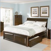 Atlantic Furniture Bordeaux Platform Bed with Raised Panel Footboard in Antique Walnut Finish