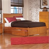 Atlantic Furniture Miami Modern Platform Bed with Flat Panel Footboard in Caramel Latte