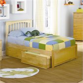 Atlantic Furniture Brooklyn Platform Bed with Flat Panel Footboard in Natural Maple