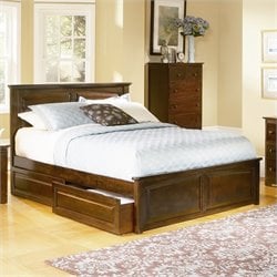Atlantic Furniture Monterey Platform Bed with Raised Panel Footboard in Antique Walnut