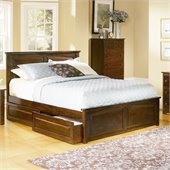 Atlantic Furniture Monterey Platform Bed with Raised Panel Footboard in Antique Walnut
