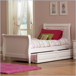 Atlantic Furniture Platform Sleigh Bed in White Finish-Full