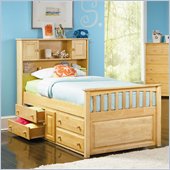 Atlantic Furniture Captain's Bookcase Bed with Underbed 4 Drawer Chest in Natural Maple