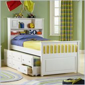 Atlantic Furniture Captain's Bookcase Bed with 3 Drawer Trundle in White