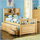 Atlantic Furniture Captain's Bookcase Bed with 3 Drawer Trundle in Natural Maple