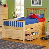 Atlantic Furniture Mate's Storage Bed with Underbed 4 Drawer Chest in Natural Maple