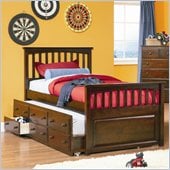 Atlantic Furniture Mate's Storage Bed with 3 Drawer Trundle in Antique Walnut
