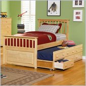 Atlantic Furniture Mate's Storage Bed with 3 Drawer Trundle in Natural Maple