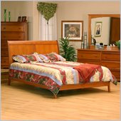 Atlantic Furniture Bordeaux Full Platform Bed with Open Footrail in Light Cherry