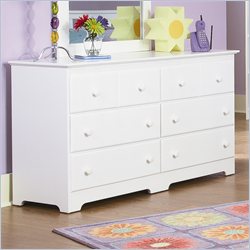 Atlantic Furniture Windsor 6 Drawer Double Dresser in White