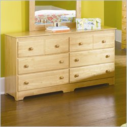 Atlantic Furniture Windsor 6 Drawer Double Dresser in Natural Maple