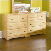 Atlantic Furniture Windsor 6 Drawer Double Dresser in Natural Maple