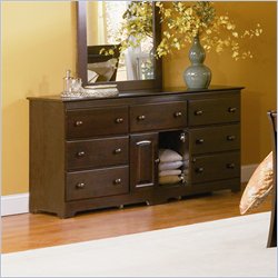 Atlantic Furniture Windsor 7 Drawer Double Dresser in Antique Walnut