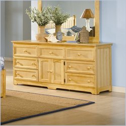Atlantic Furniture Manhattan 7 Drawer Triple Dresser in Natural Maple