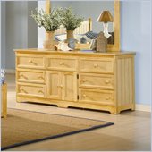 Atlantic Furniture Manhattan 7 Drawer Triple Dresser in Natural Maple