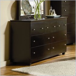Atlantic Furniture Miami 7 Drawer Double Dresser in Espresso