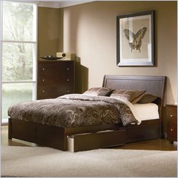 Atlantic Furniture Studio Portland Platform Bed with Flat Panel Footboard in Antique Walnut