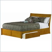 Atlantic Furniture Studio Portland Platform Bed with Flat Panel Footboard in Caramel Latte