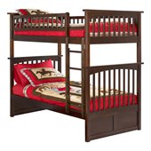 Atlantic Furniture Columbia Twin over Twin Bunk Bed in Antique Walnut