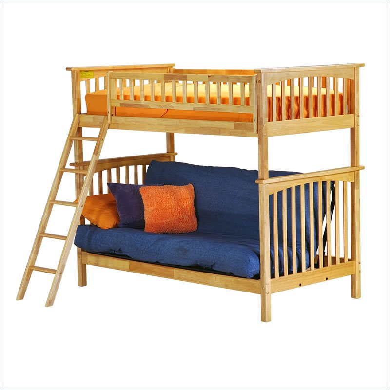 Atlantic Furniture Columbia Twin over Futon Bunk Bed in Natural Maple