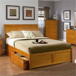 Atlantic Furniture Bordeaux Platform Bed with Flat Panel Footboard in Caramel Latte Best Price