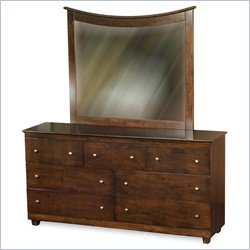 Atlantic Furniture Miami 7-Drawer Dresser and Mirror Set in Walnut